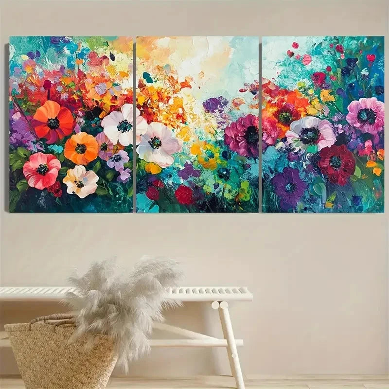 3pcs Abstract Colorful Art Floral Scenery Wall Art Set Canvas Framed 40x60cm - High Quality Print 100% Australian Made Wall Canvas Ready to Hang - Bella Home Decor