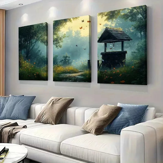 3pcs Fantasy Forest Secret Art Set Canvas Framed 50x70cm - High Quality Print 100% Australian Made Wall Canvas Ready to Hang