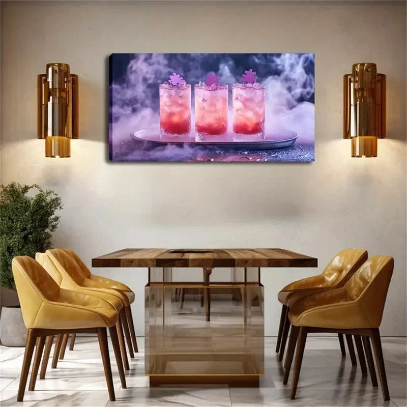 Three Tall Glass Cup Contaicning Wall Art Canvas Office Home Room Framed 120x60cm