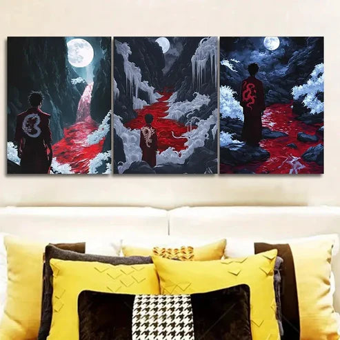 3pcs Dark Lord of hell Wall Art Set Canvas Unframed - High Quality Print 100% Australian Made Wall Canvas - Bella Home Decor