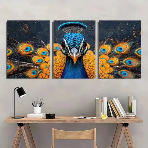 3pcs Cottage PeaRooster Lady Paintingv Wall Art Set Canvas Unframed - High Quality Print 100% Australian Made Wall Canvas - Bella Home Decor