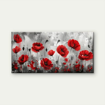 Poppies Black White Wall Art Canvas Office Home Room Framed 120x60cm