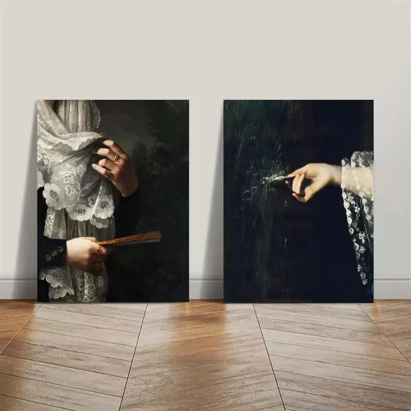 2pcs Painting, Melancholic Vintage Portraiture Canvas Framed 50x75cm - High Quality Print 100% Australian Made Wall Canvas Ready to Hang - Bella Home Decor