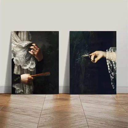 2pcs Painting, Melancholic Vintage Portraiture Canvas Framed 50x75cm - High Quality Print 100% Australian Made Wall Canvas Ready to Hang - Bella Home Decor