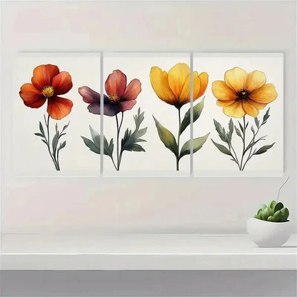 3pcs Wildflower Floral Botanical Wall Art Set Canvas Unframed - High Quality Print 100% Australian Made Wall Canvas