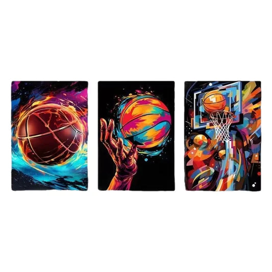 3pcs Modern Basketball-Themed Metal Print Ready to Hang Art