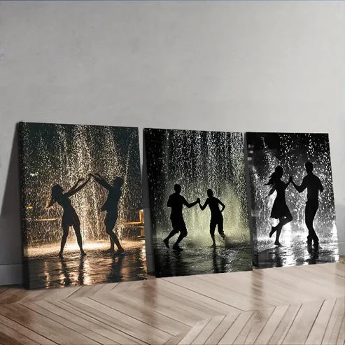 3pcs Walk in the rain Couple Wall Art Set Canvas Unframed - High Quality Print 100% Australian Made Wall Canvas