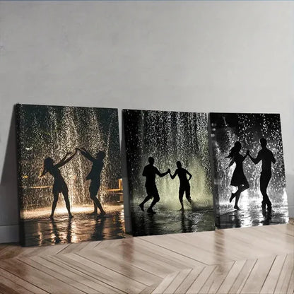 3pcs Walk in the rain Couple Wall Art Set Canvas Unframed - High Quality Print 100% Australian Made Wall Canvas