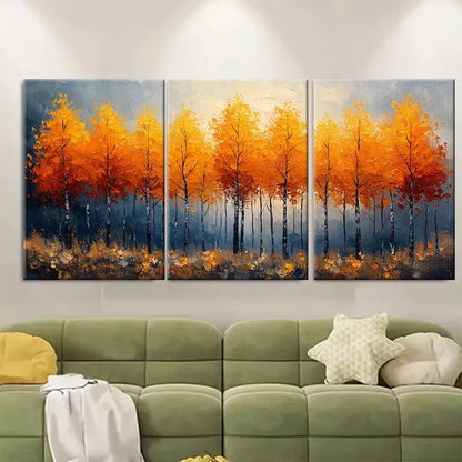 3pcs Textured Aspen Trees Impressionist Metal Print Ready to Hang Art
