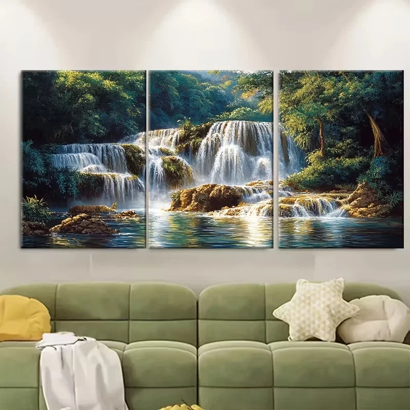 3pcs Stunning Waterfall Metal Print Ready to Hang Art