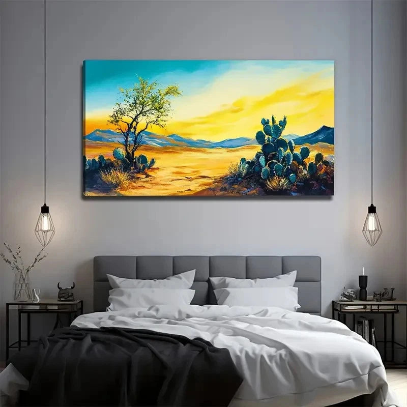 Cactus Desert Texture Perfect Wall Art Canvas Office Home Room Framed 120x60cm