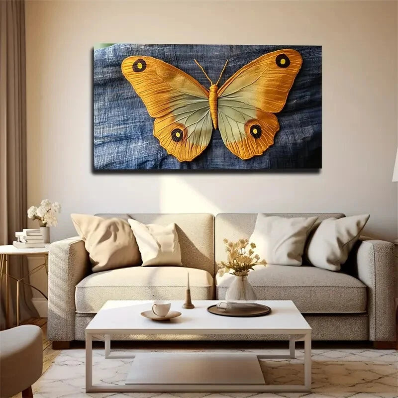 Vibrant Yellow and Blue Design Wall Art Canvas Office Home Room Framed 120x60cm - Bella Home Decor