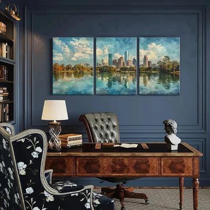 3pcs Abstract Cityscape Architecture Reflection Print Ready to Hang Art - Bella Home Decor