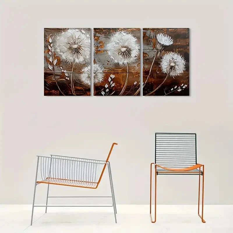 3pcs Modern Abstract Dandelion Wall Art Set Canvas Framed 60x90cm - High Quality Print 100% Australian Made Wall Canvas Ready to Hang