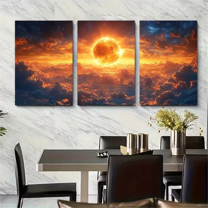 3pcs Sun STAR Planet Earth Metal Print Ready to Hang Art
