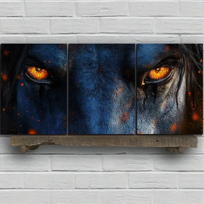 3pcs Angry Horse Stunning Golden Eyes Metal Print Ready to Hang Art - Bella Home Decor