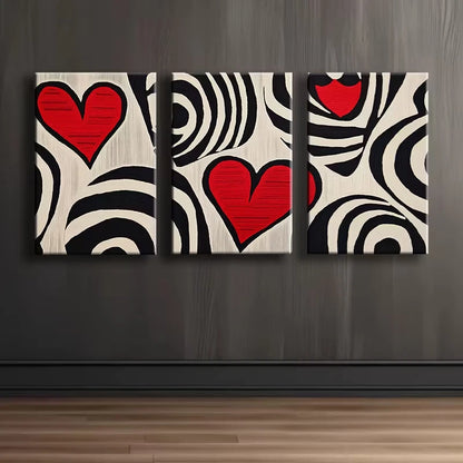 3pcs Modern Abstract Love Heart Wall Art Set Canvas Framed 60x90cm - High Quality Print 100% Australian Made Wall Canvas Ready to Hang