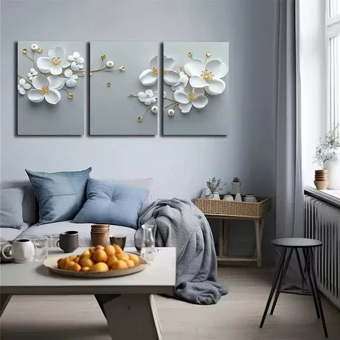 3pcs Three-Dimensional Plum Blossoms Wall Art Set Canvas Unframed - High Quality Print 100% Australian Made Wall Canvas