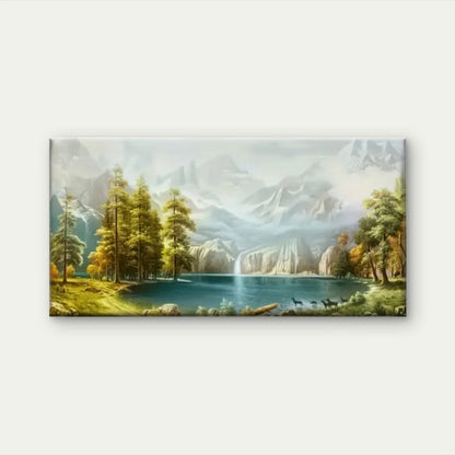 Mountain Lake Nature Beauty Wall Art Canvas Office Home Room Framed 120x60cm