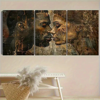 3pcs  Golden And Black Collage Wall Art Set Canvas Framed 40x60cm - High Quality Print 100% Australian Made Wall Canvas Ready to Hang - Bella Home Decor