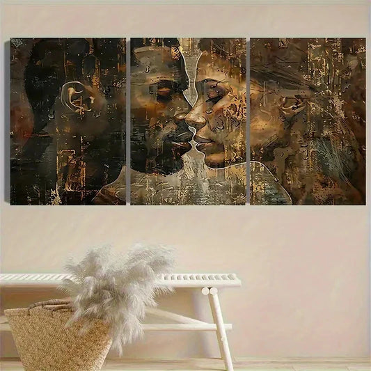 3pcs Golden And Black Collage Wall Art Set Canvas Framed 40x60cm - High Quality Print 100% Australian Made Wall Canvas Ready to Hang