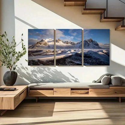 3pcs Snow Mountains Natural Landscape Wall Art Set Canvas Framed 50x70cm - High Quality Print 100% Australian Made Wall Canvas Ready to Hang - Bella Home Decor