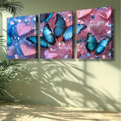 3pcs Splendid Butterfly Painting Wall Art Set Canvas Unframed - High Quality Print 100% Australian Made Wall Canvas