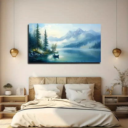 Creative Product Misty Lake Wall Art Canvas Office Home Room Framed 120x60cm