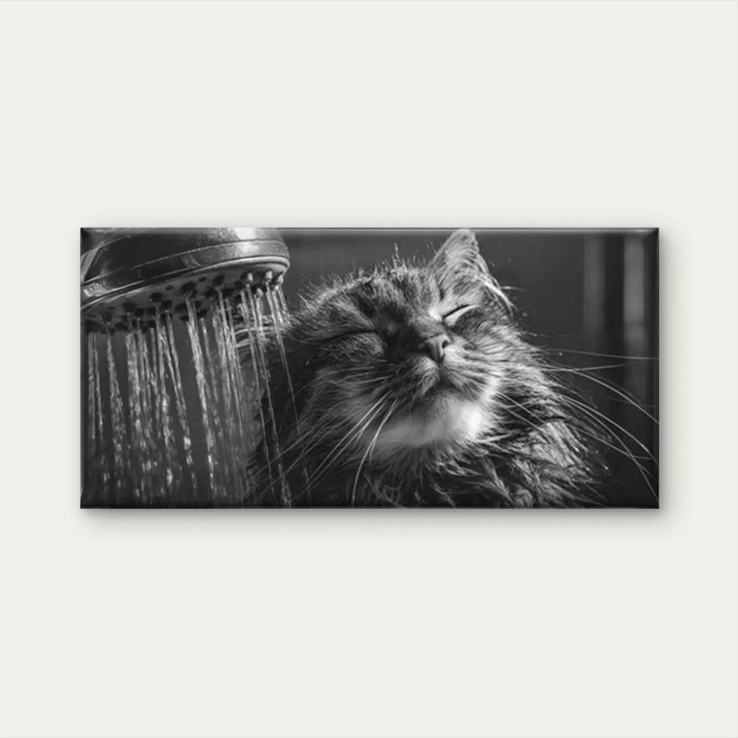 Bathing Tabby Cat Wall Art Canvas Office Home Room Framed 120x60cm