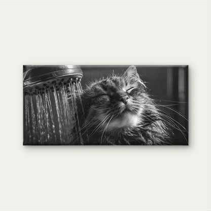 Bathing Tabby Cat Wall Art Canvas Office Home Room Framed 120x60cm