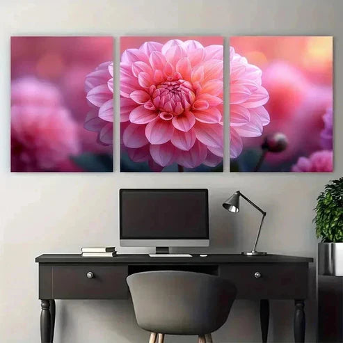 3pcs Dahlia Flower Floral Picture Perfect Wall Art Set Canvas Unframed - High Quality Print 100% Australian Made Wall Canvas