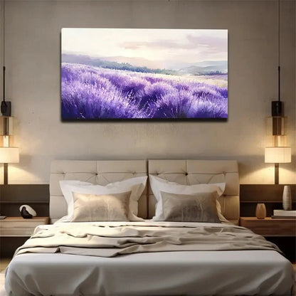 Lush Purple Flower Spikes Wall Art Canvas Office Home Room Framed 120x60cm