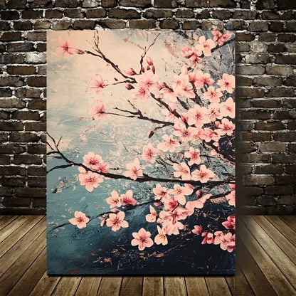 Beautiful Vibrant Cherry Blossoms Painting 40x60cm Metal Print Ready to Hang - Bella Home Decor