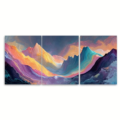 3pcs Abstract Mountain Landscape Metal Print Ready to Hang Art - Bella Home Decor