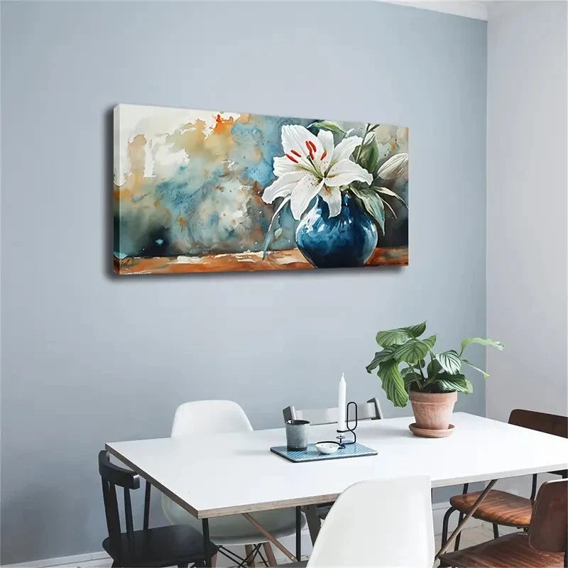 Realistic White Hibiscus Flower Wall Art Canvas Office Home Room Framed 120x60cm - Bella Home Decor
