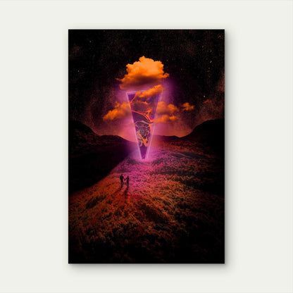 Neon landscape: Triangle Metal Print Ready to Hang