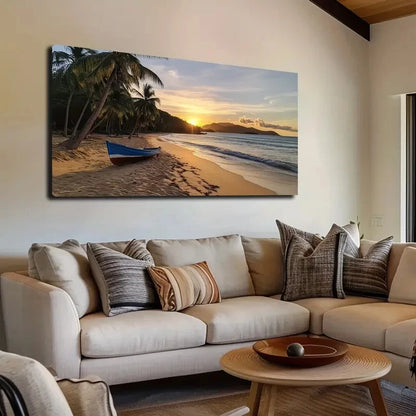 Modern Bohemian Coastal Wall Art canvas office home room framed 120x60cm