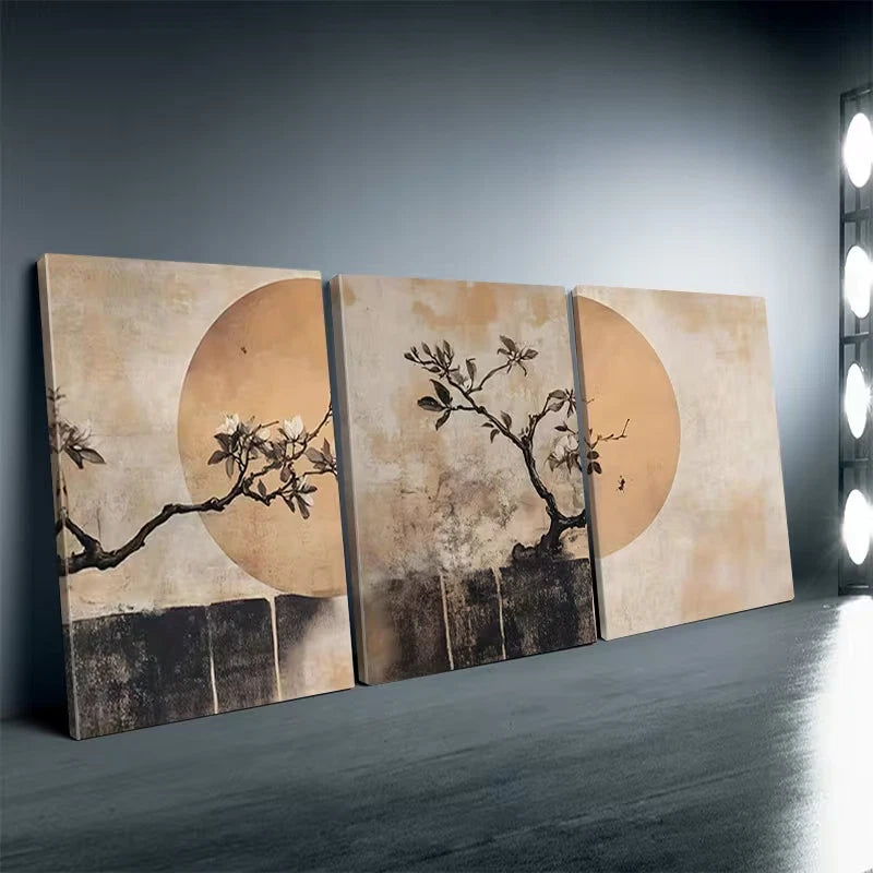 3pcs Minimalist Earthy Japanese Wall Art Set Canvas Framed 50x70cm High Quality Print 100% Australian Made Wall Canvas Ready to Hang