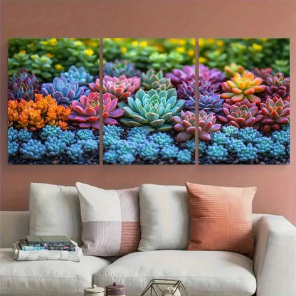 3pcs Vibrant Succulent Botanical Spiky Plant Metal Print Ready to Hang Art - Bella Home Decor