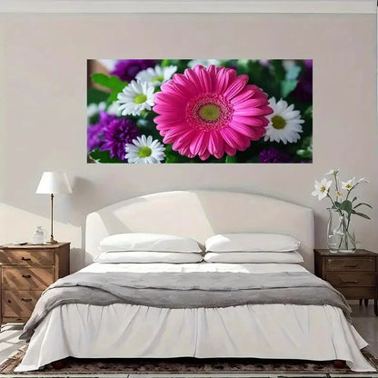 Modern Vintage Floral Wall Art Canvas Office Home Room Framed 120x60cm