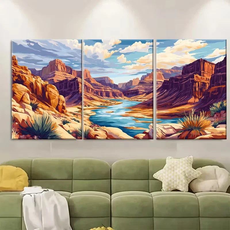 3pcs Arizona Desert Landscape Art Metal Print Ready to Hang Art - Bella Home Decor