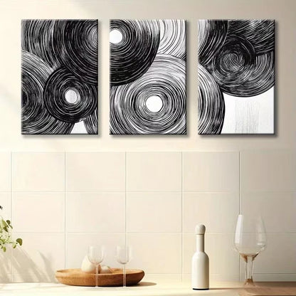 3pcs Abstract Wood Rings Wall Art Set Canvas Framed 50x70cm - High Quality Print 100% Australian Made Wall Canvas Ready to Hang - Bella Home Decor