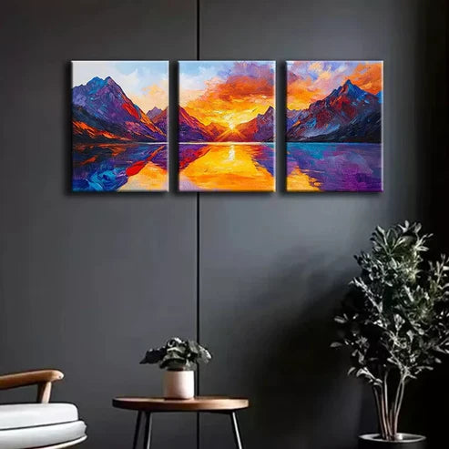 3pcs Featuring A Stunning Mountain Scene Wall Art Set Canvas Unframed - High Quality Print 100% Australian Made Wall Canvas