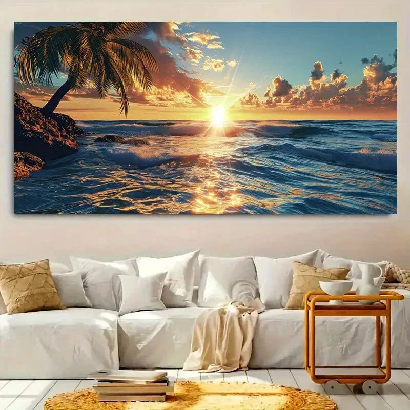 Sunshine Sea View  wall canvas office home room framed 120x60cm - Bella Home Decor
