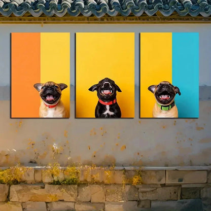 3pcs Vibrant Modern Pet Portrait  Metal Print Ready to Hang Art - Bella Home Decor