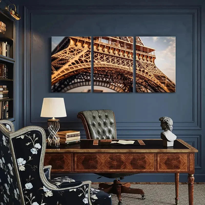 3pcs Eiffel Tower Architectural Marvel Parisian Metal Print Ready to Hang Art - Bella Home Decor