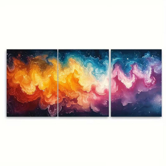 3pcs Vibrant Colourful Abstract Design Metal Print Ready to Hang Art