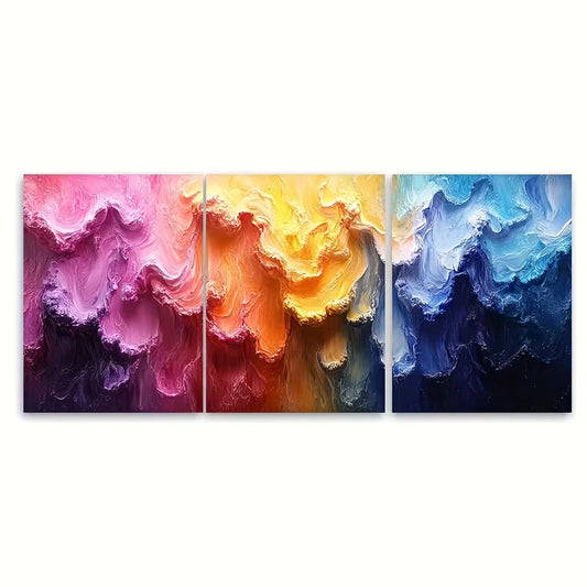 3pcs Vivid Colorful Abstract Metal Print Ready to Hang Art