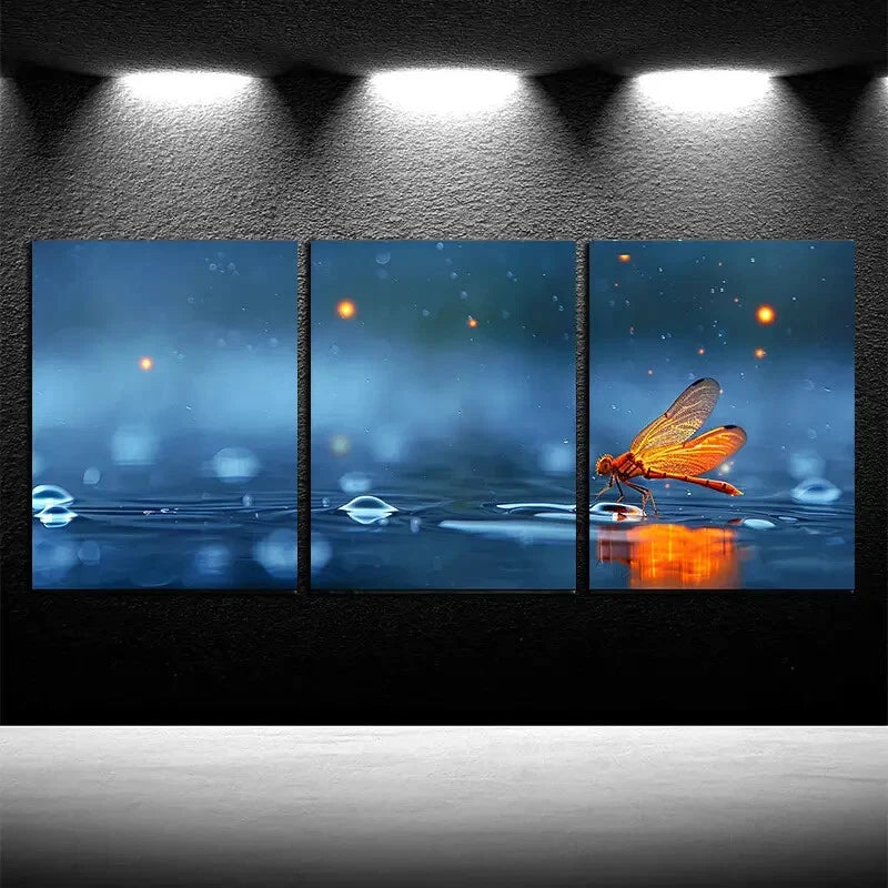 3pcs Firefly by Moonlight Nature-Inspired Metal Print Ready to Hang Art - Bella Home Decor