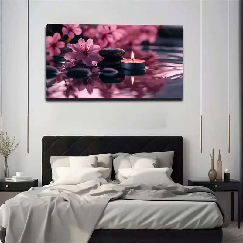 Burnt Candle Floating On Water Wall Art Canvas Office Home Room Framed 120x60cm
